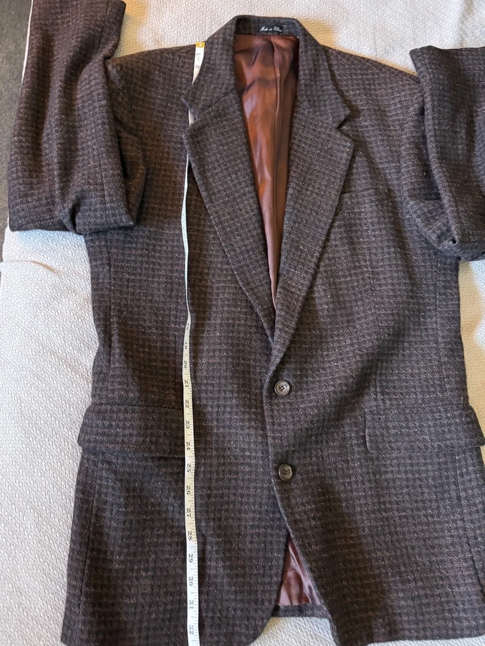 Vintage Guy Laroche Fleck Brown Black Fleck Tweed Sport Coat Jacket Blazer 40L